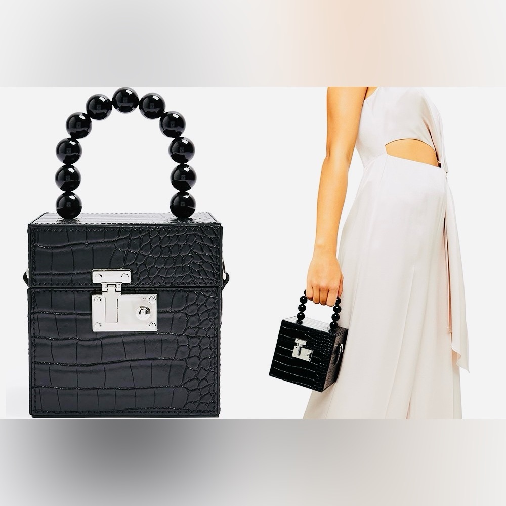 TOPSHOP Croc-Embossed Square Handbag